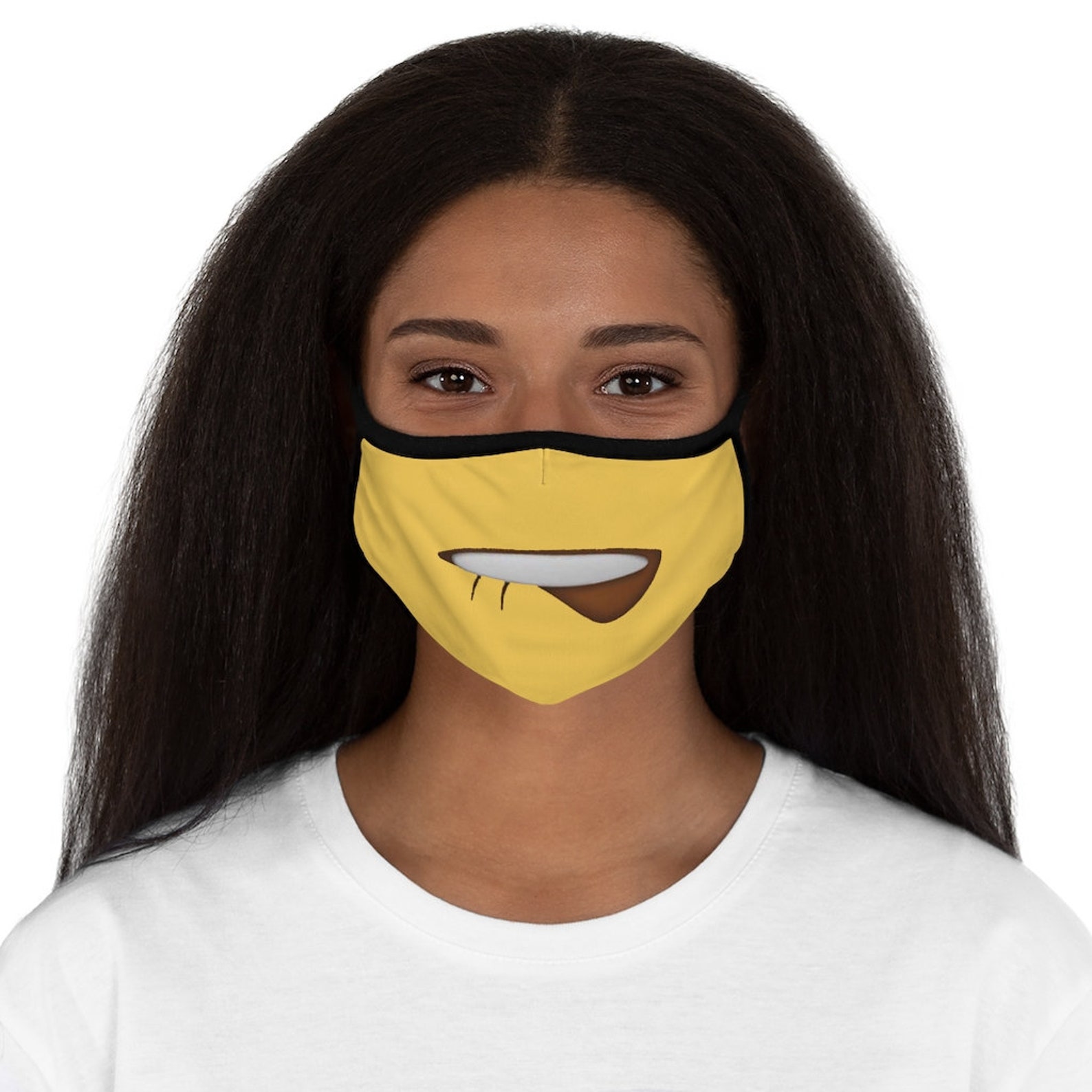 Lip bite emoji face mask | Etsy