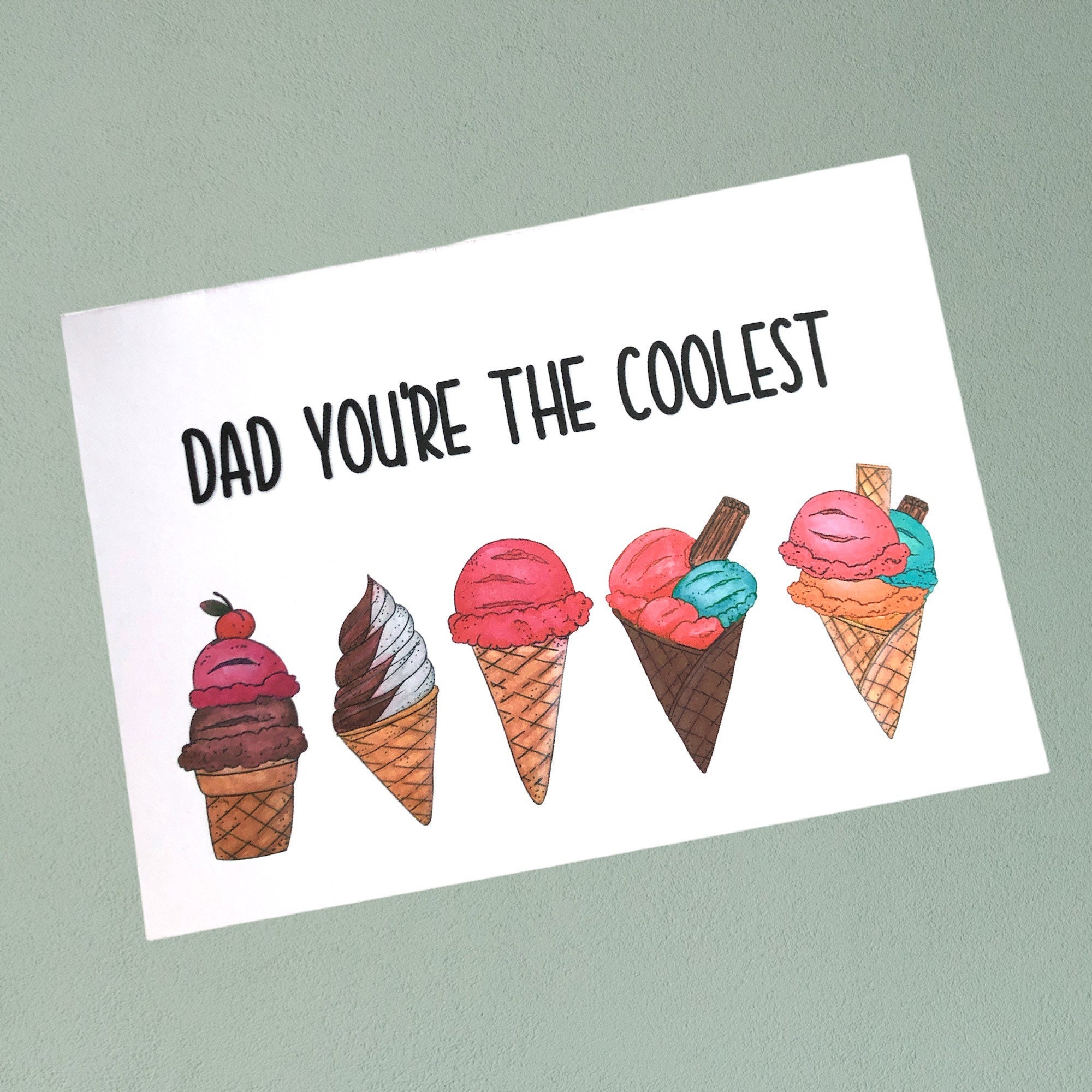 Ice cream Pun Card for FathersDay / Dad Happy Birthday Etsy