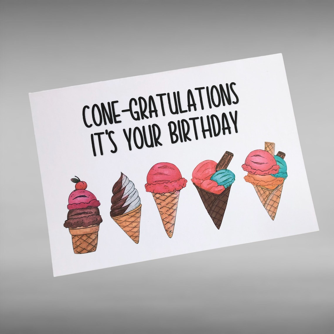 Ice cream Pun Card for friend / Happy Birthday Icecream Card Etsy