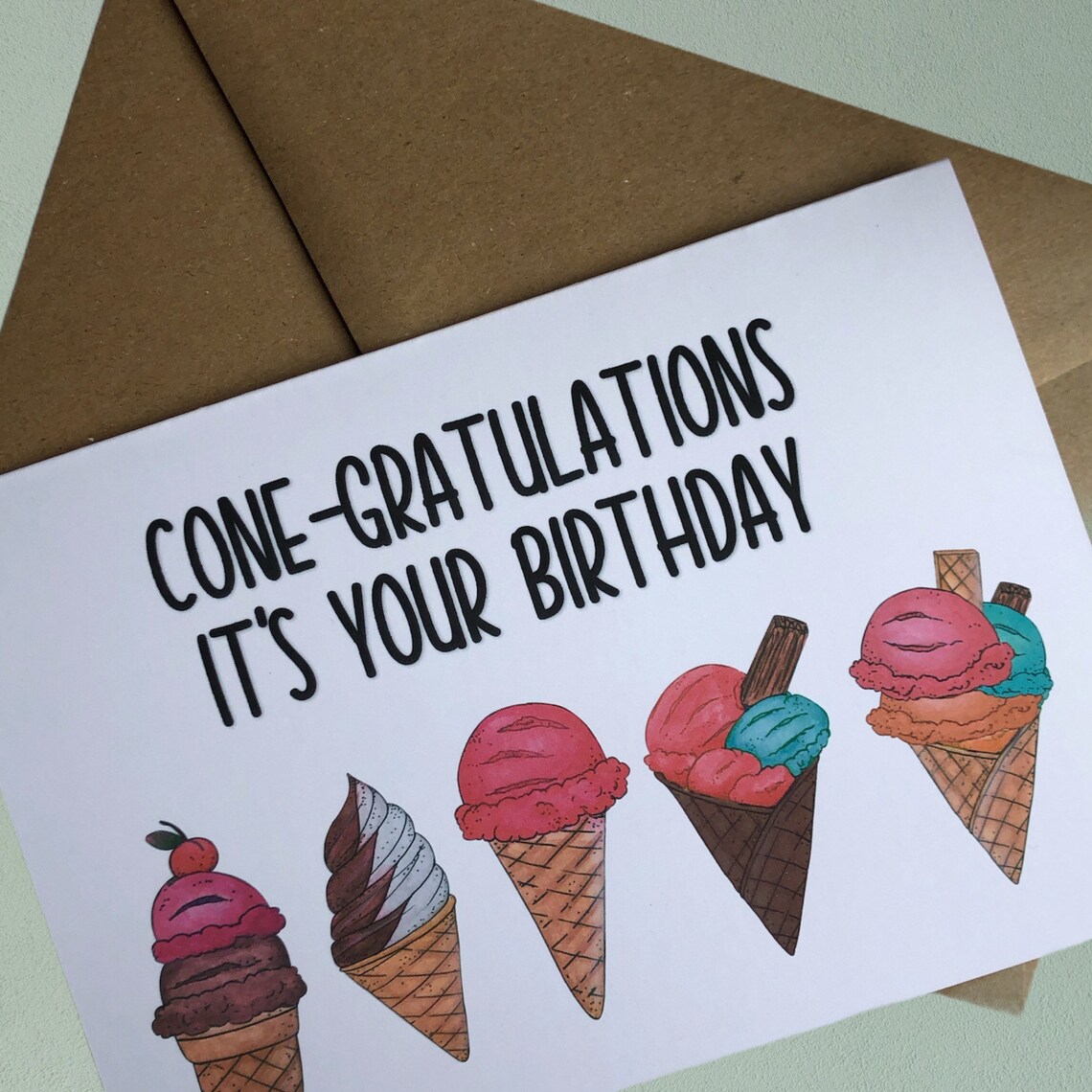 Ice cream Pun Card for FathersDay / Dad Happy Birthday Etsy