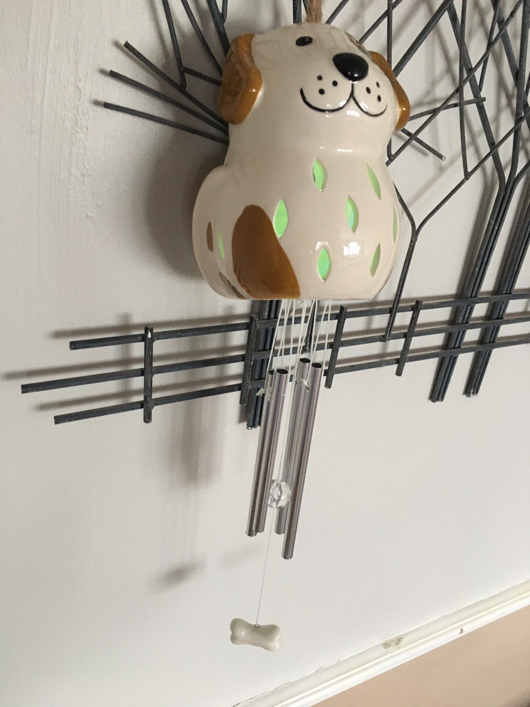 Ceramic Fun Dog Solar Wind Chime Hanging Garden Ornament Etsy