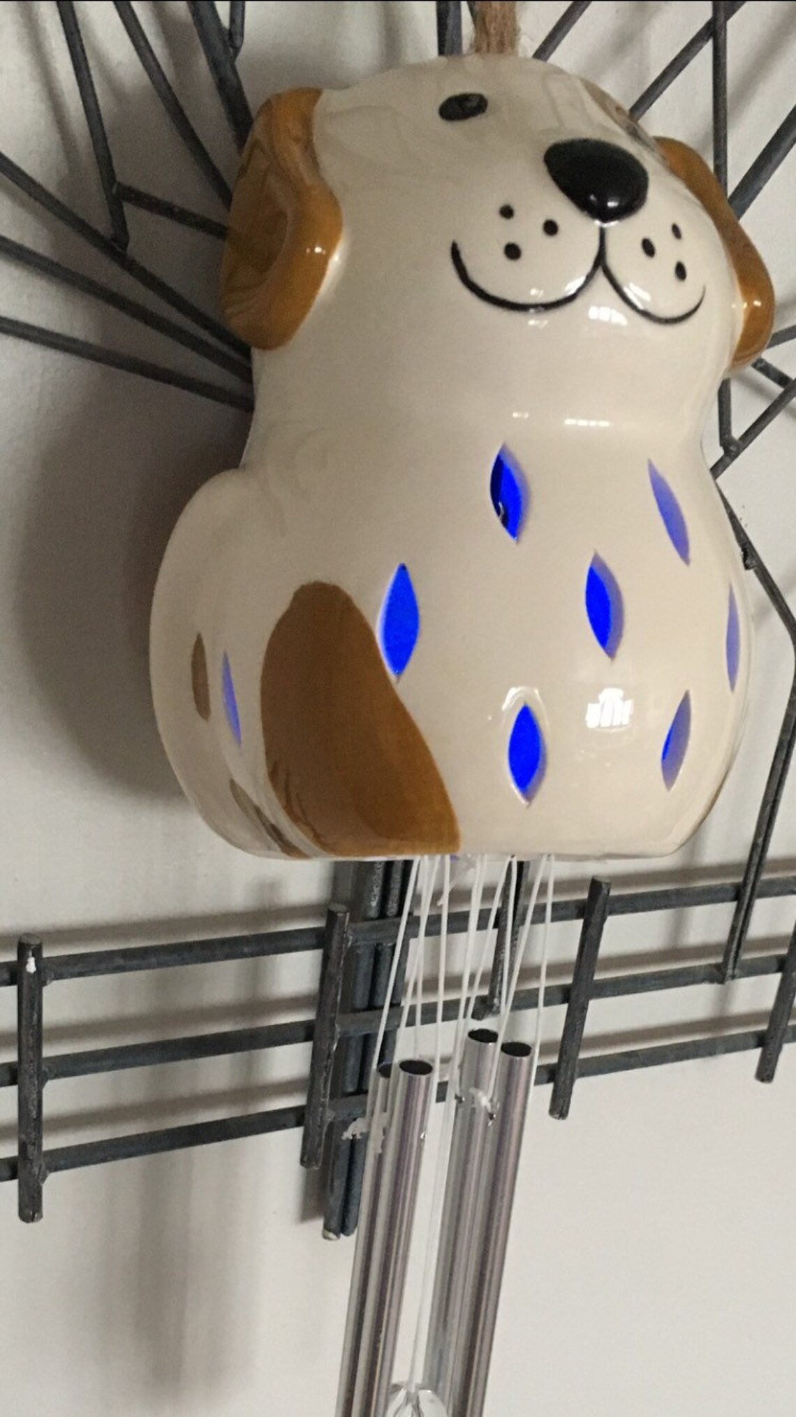 Ceramic Fun Dog Solar Wind Chime Hanging Garden Ornament Etsy