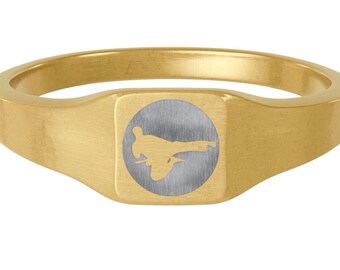 Karate Symbol Stainless Steel Signet Ring | Engraved Martial Arts Band