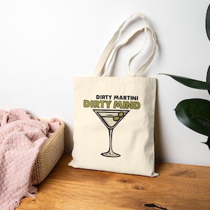 Dirty Martini Canvas Tote Bag: Cocktail Lover Gift