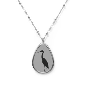 Heron Necklace: Brass Ellipse Pendant