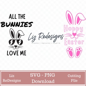 Cute Bunny Bundle Svg - All The Bunnies Love Me Svg - Hoppy Easter Svg - Kids Easter Svg - Easter Svg - Couper des fichiers - Numérique - Png