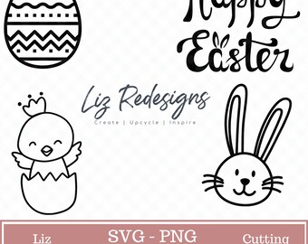 Easter Bundle Svg - Happy Easter Svg - Easter Bunny Svg - Easter Chick Svg - Easter Egg Svg - Cutting Files - Digital Download - Png