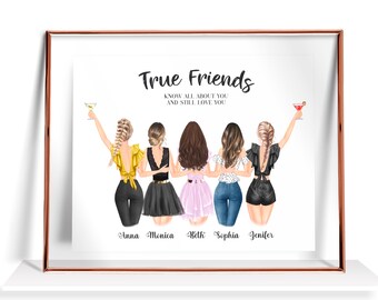 pic Friendship 5 Bff Drawings 5 friends drawing etsy