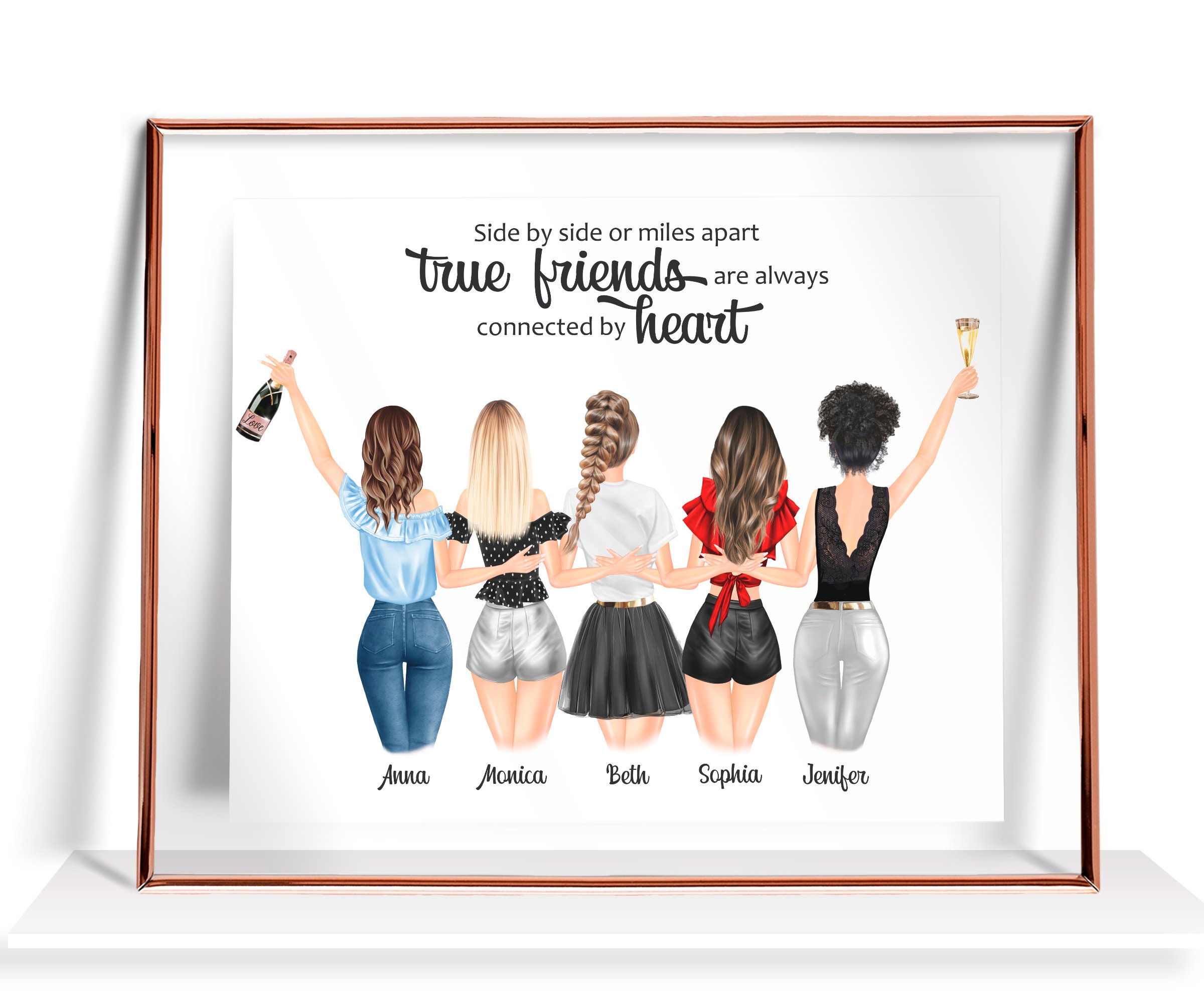 Personalised Best Friend Gifts 5 Best Friends Print Gift for Her