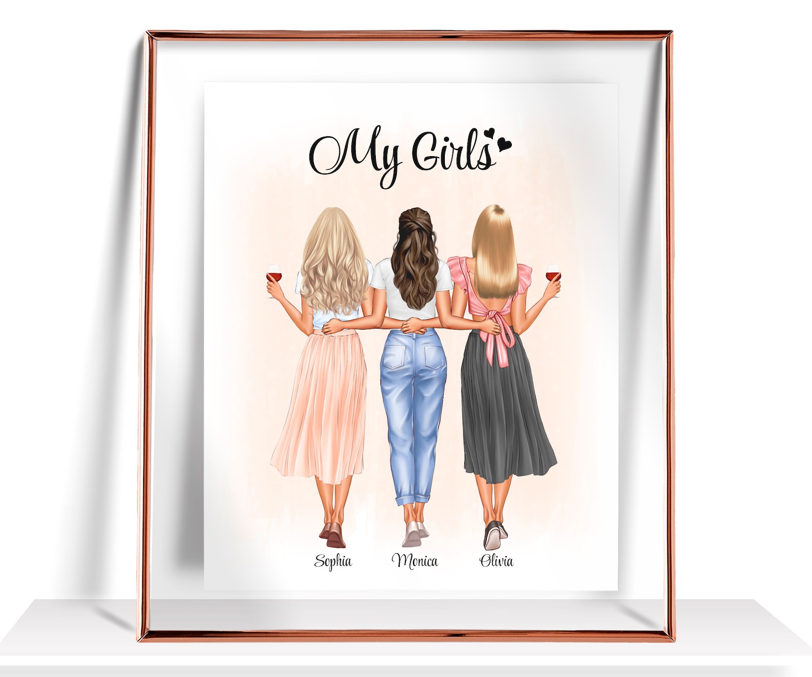 4 Best Friends Print Four Best Friends Gift 4 Friends Painting - Etsy