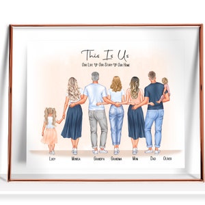 Family Portrait custom Gifts for Mom Family Gifts Personalized Family Print  Mothers day gift Christmas family gift Family Illustration