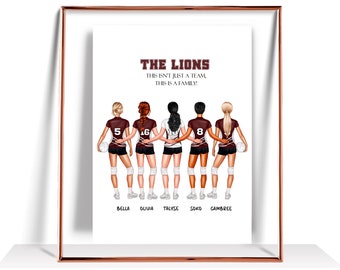 Personalized volleyball team print, volleyball team gifts, volleyball graduation, volleyball wall art, Teammates gift Girl volleyball player