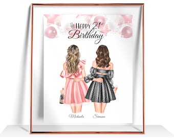 Birthday Gifts For Her 21st Birthday Gifts Best Friend Birthday gift Personalized Birthday gift Happy Birthday Print