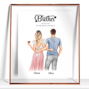 Brother gift from sister Custom Brother and sister print Personalized gift for brother Birthday gift for him