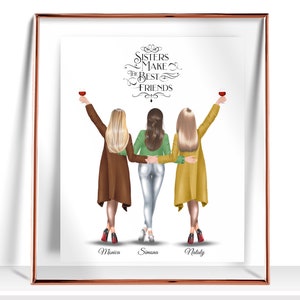 Personalized Sister Gift Sister Birthday Gift Christmas Sister Gift Custom Sister print 3 sisters gift Gift for sister 3 sisters gift