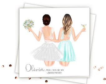 Personalized Bridesmaid Cards Will You Be My Bridesmaid Proposal Card Custom Bridesmaid Gifts Bridesmaid Proposal Gift Wedding Cards