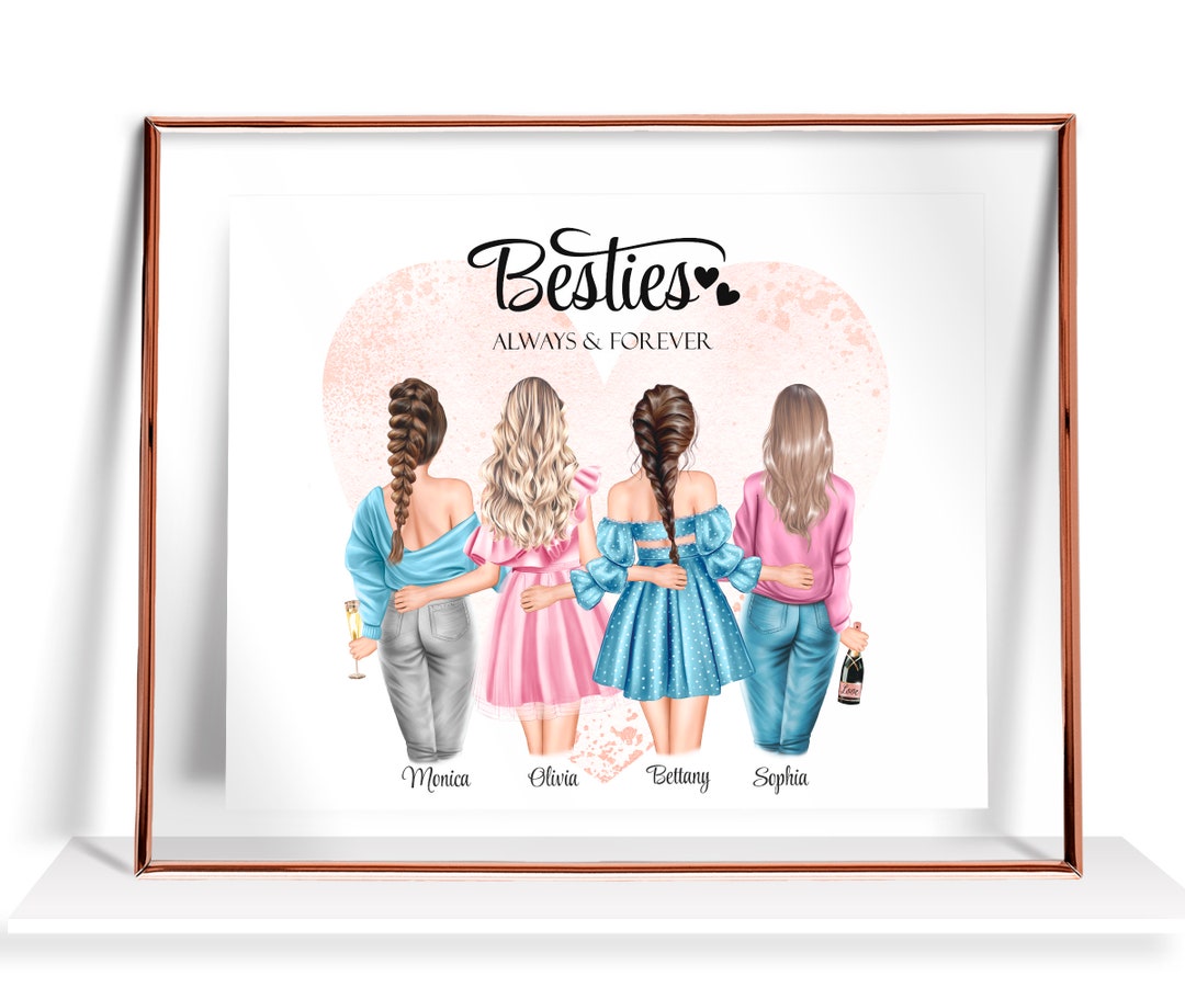 Buy 4 Besties Gift Four Best Friends Print Friendship Picture Four ...