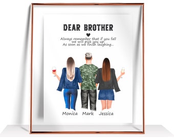 Brother Gift Gepersonaliseerde Cadeau voor broer van zuster familie portret verjaardagscadeau voor hem Brother Sister geschenken Brother Sister Print Decor
