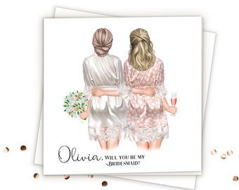 Bridesmaid Gifts, Custom Bridesmaid Proposal Card, Personalized Bridesmaid Gift, Bridesmaid Card, Wedding Cards, Maid Of Honor Proposal card