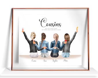 Cousin Gifts Custom cousin crew Print 4 cousins gift Personalized Cousins Birthday Gift 4 Cousins Print Gift for her 4 Cousins Poster