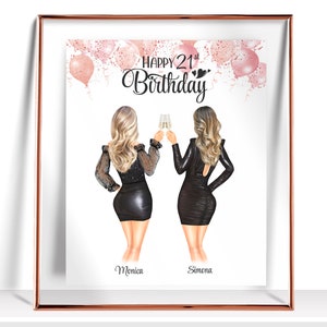 21st Birthday Gifts For Her Best Best Friend Birthday Gifts Personalized Birthday Gift Friend Gift Sister Birthday Gift Birthday Print image 1