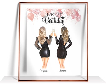 21st Birthday Gifts For Her Best Best Friend Birthday Gifts Personalized Birthday Gift  Friend Gift Sister Birthday Gift Birthday Print