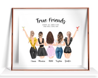 9 Best Friends Print Personalized Gifts for Her Friend Poster 