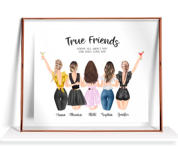 Friendship Print Best Friend Gift for Her Five Friends Gift for Best Friend  Custom Friendship Gift Best Friend Gifts 5 Best Friends Picture 