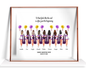 Personalized Cheerleader Graduation Print Cheerleader Graduation Gift cheer girl graduation gift Cheerleader Team Picture cheer gifts