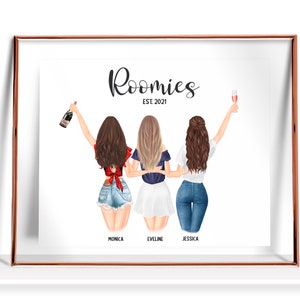Roomies Gift Roommates Dorm Wall Decor Graduate Gift College Dorm Room Decor Gift for Her Personalized Roommate Gift Custom Roommates Print