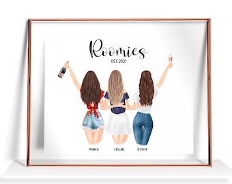 Roomies Gift Roommates Dorm Wall Decor Graduate Gift College Dorm Room Decor Gift for Her Personalized Roommate Gift Custom Roommates Print