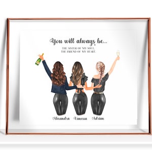 Personalized Best Friend Gift Friendship Gift 3 Best Friends Print Three Best Friends Gifts Best Friend Birthday Gifts Soul Sister gift