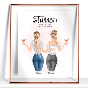 Twins Girls gifts Personalized twin gifts Custom Twin Sister Birthday Gift Christmas Gift for twin Sister