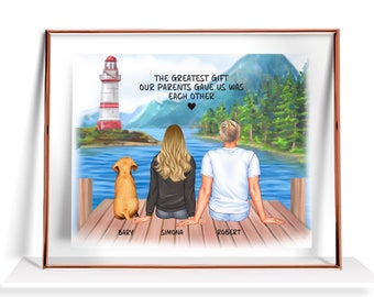 Broer cadeau Aangepaste broer en zus Print Gepersonaliseerd cadeau voor broer van zus Familieportret Verjaardagscadeau voor hem Zuster gif