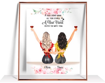 Custom Best Friend Gift Personalized Friendship Print Best Friend Print Best friend Birthday Gifts Friends gift Best friend Gift For Her