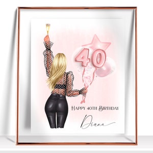 Best Friend birthday gift 40th Birthday gift for Best Friend 40th Birthday Print Bday Gift For Friend 40 Gift For Woman Happy 40th Birthday