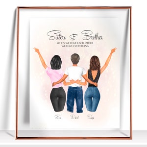 Brother and Sister Print Brother Gift Personalized Gift for Brother from Sister Family Portrait Birthday Gift For him Brother Sister gifts