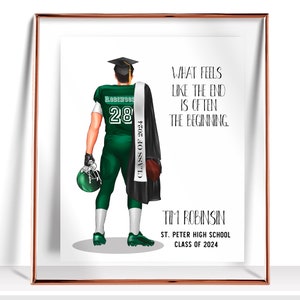 Regalo personalizzato per la laurea del football americano, regali per la squadra di calcio, regalo per i compagni di squadra, stampa per il giocatore di football, regalo per il calcio senior, notte per gli anziani