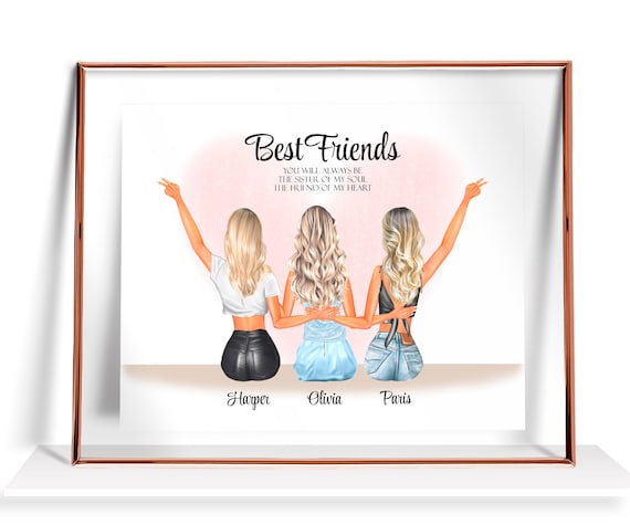 3 Best Friend Print Personalized Friendship Print Friendship Gift Best  Friends Gifts for Her Besties Picture Best Friend Birthday Gifts 