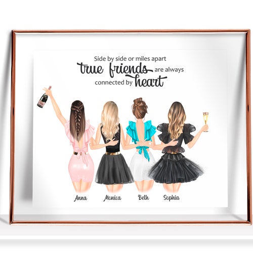 Best Friend Gifts 4 Best Friends Print Gift for her Personalized Gift Four Best Friends Gift Birthday gifts Sister gift Friendship Gift