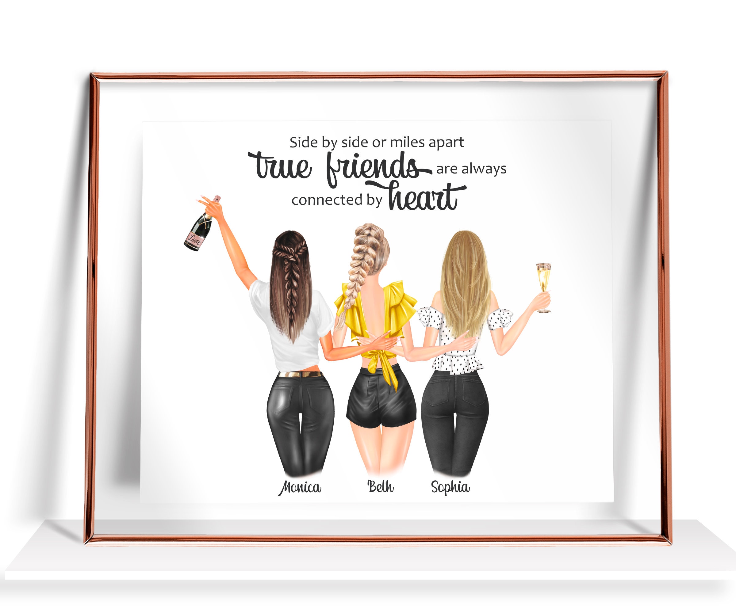 Personalised Best Friend Gifts 3 Best Friends Print Best