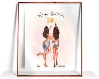 25th Birthday Gift For Her Best Friend Birthday Gifts Personalized Birthday Gift 25th Birthday Card 25th Birthday Print Happy 25th Birthday