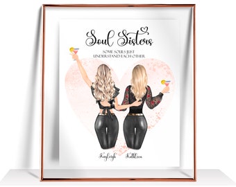 Soul Sister Gift Best Friend Gift Personalized Soul Sister Birthday gifts Friendship Print Gift for her Best Friend Portrait