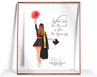 Personalized Cheerleader Graduation Print Cheerleader Graduation Gift cheer girl graduation gift Cheerleader Team Picture cheer gifts