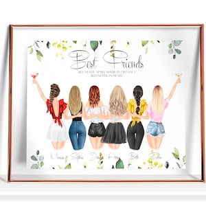 Personalized Best Friend Gifts 6 Best Friends Print Gift for her Personalized Gift Best Friends Birthday gift Sisters Gift Friendship gift