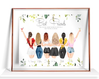 Personalized Best Friend Gifts 6 Best Friends Print Gift for her Personalized Gift Best Friends Birthday gift Sisters Gift Friendship gift