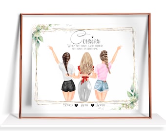 Cousins Crew Gift Personalized Cousin Birthday Gift Three Cousins Gift Custom 3 Cousins Gift Cousins Print Cousins Picture Cousins Painting
