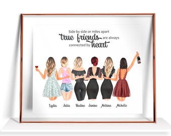 Personalised Best Friend Gift 6 Best Friends Print Gift for her Personalized Christmas Gift Custom Best Friends Gifts Birthday gift Sisters