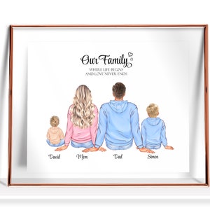 Personalized Family Print Family Portrait custom Gifts for Mom Family Gifts Mothers day gift Christmas family gift Family Illustration