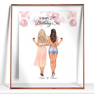 Sister birthday gift 21st Birthday Gift For Her Personalized Birthday Gifts Sister Birthday Gift From Sister Birthday print Sister gift